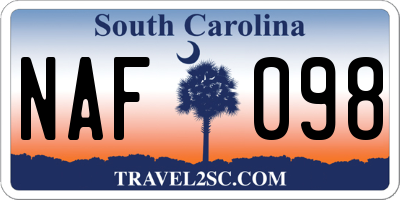 SC license plate NAF098