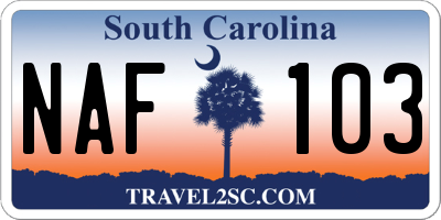SC license plate NAF103