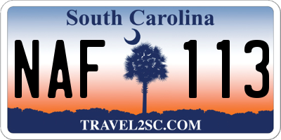 SC license plate NAF113