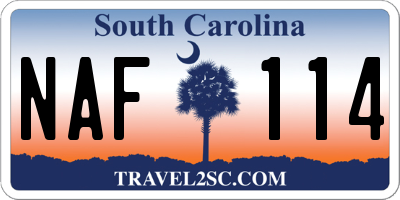 SC license plate NAF114