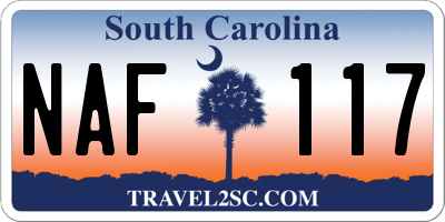 SC license plate NAF117