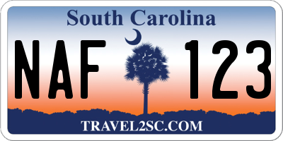 SC license plate NAF123