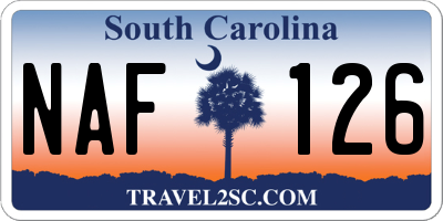 SC license plate NAF126