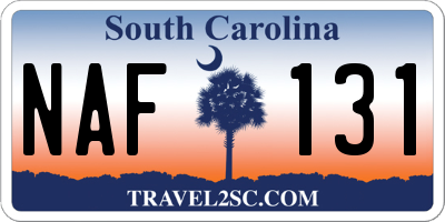 SC license plate NAF131
