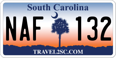 SC license plate NAF132