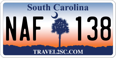 SC license plate NAF138