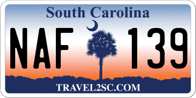 SC license plate NAF139