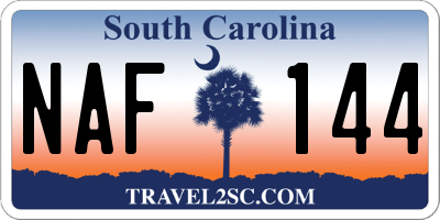 SC license plate NAF144