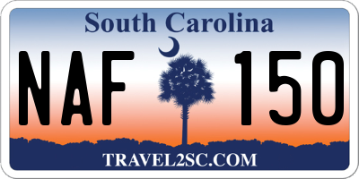 SC license plate NAF150