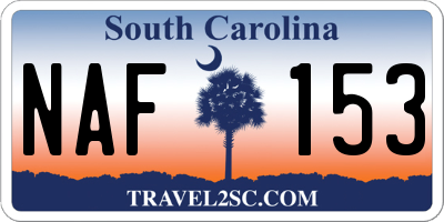 SC license plate NAF153