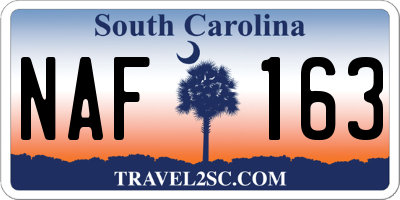 SC license plate NAF163
