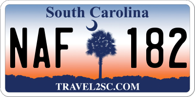SC license plate NAF182