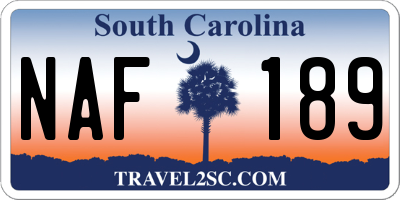 SC license plate NAF189