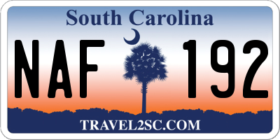 SC license plate NAF192