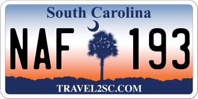 SC license plate NAF193