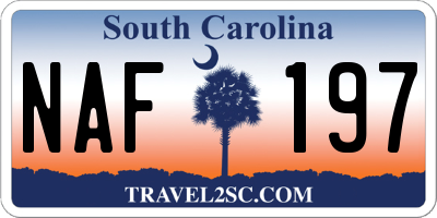 SC license plate NAF197