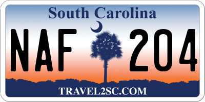 SC license plate NAF204