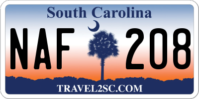 SC license plate NAF208