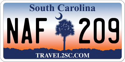 SC license plate NAF209