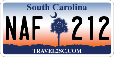 SC license plate NAF212