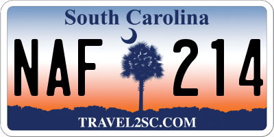 SC license plate NAF214