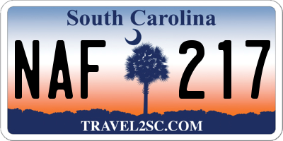 SC license plate NAF217