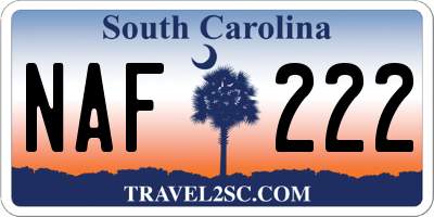 SC license plate NAF222