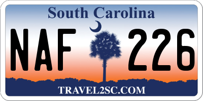 SC license plate NAF226