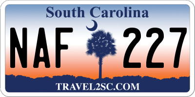 SC license plate NAF227