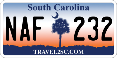SC license plate NAF232