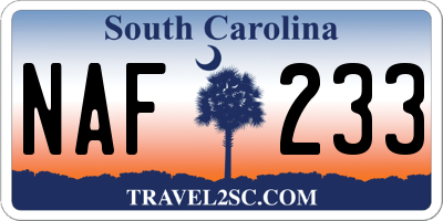 SC license plate NAF233