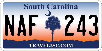 SC license plate NAF243