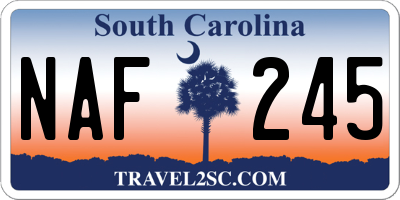 SC license plate NAF245