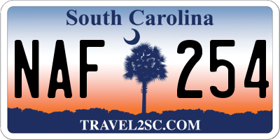 SC license plate NAF254
