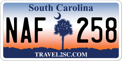 SC license plate NAF258