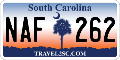 SC license plate NAF262