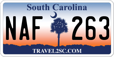 SC license plate NAF263