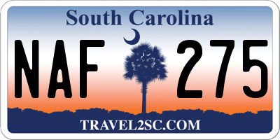 SC license plate NAF275
