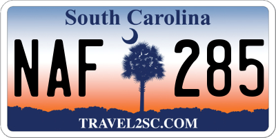 SC license plate NAF285