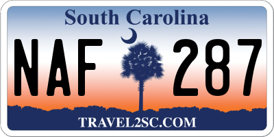 SC license plate NAF287