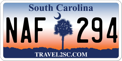 SC license plate NAF294