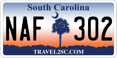 SC license plate NAF302