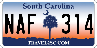 SC license plate NAF314