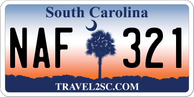 SC license plate NAF321