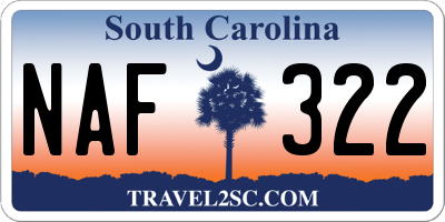 SC license plate NAF322