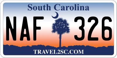 SC license plate NAF326