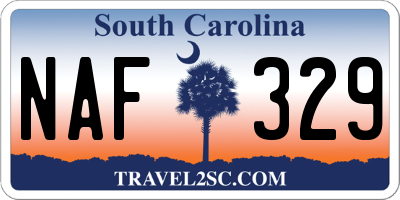SC license plate NAF329