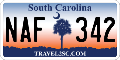 SC license plate NAF342
