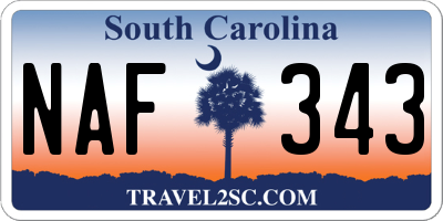 SC license plate NAF343