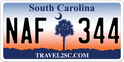 SC license plate NAF344